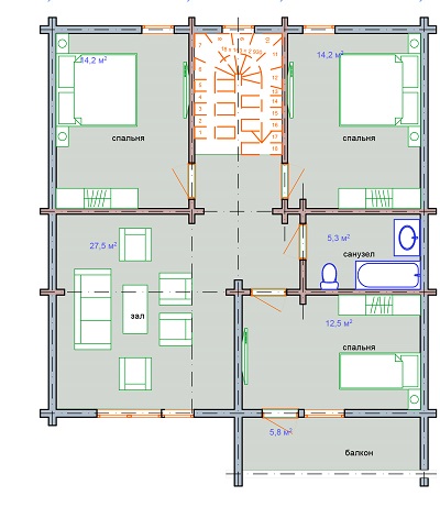 Дом (план 2 этажа)